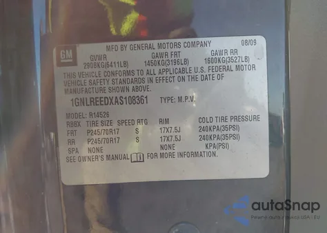 2010 Chevrolet Traverse Ls from USA, damaged, VIN 1GNLREEDXAS108361